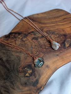 lot 3514 image: Handmade Wire-Wrapped Stone Pendant Necklaces - 2 ct