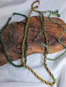 lot 3524 image: Handmade Multicolor Twisted Cord Necklaces 3-Piece Lot