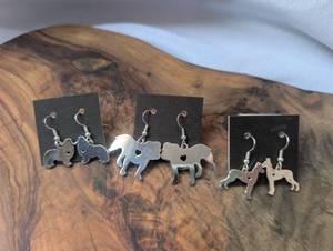 lot 3736 image: Handmade Animal Silhouette Dangle Earrings - 3 ct