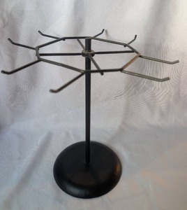lot 4006 image: Black Metal Tabletop Jewelry Display Stand with Multiple Hooks