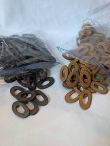 lot 4100 image: Lot of Oval Wooden Pieces for CraftsJewelry Making - BlackBrown