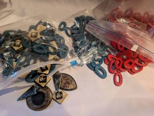 lot 4101 image: Lot of Various Wooden Pieces for CraftsJewelry Making - RedBlue  Mixed Variety&nbsp