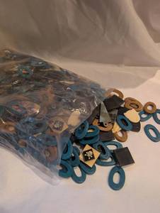 lot 4102 image: Lot of Various Wooden Pieces for CraftsJewelry Making - BrownBlueMixed