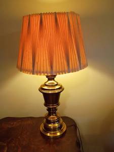 lot 937 image: 32in tall Brass Table Lamp. Located in basement