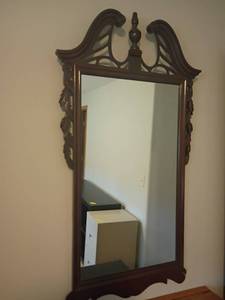 lot 956 image: Decorative Wall Mirror.  40 x 22.  Plastic.  Located in basement