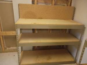 lot 968 image: Metal Shelves.  49 x 48 x 19.   Located in basement