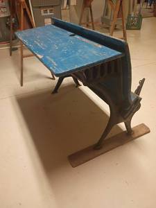 lot 974 image: Sears and Roebuck Vintage School Desk.   29 x 38 x 26.   Located in basement