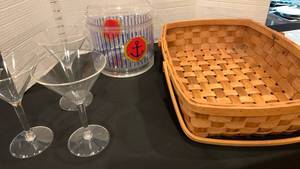 lot 1130 image: Ice bucket and martini plastics and basket