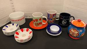 lot 1133 image: Ceramic Tableware Lot small Dishes Mugs Bowls Container