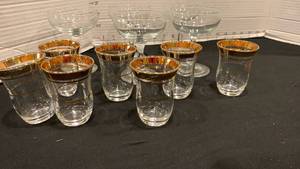 lot 1145 image: Glassware cordial and Gold Trim shot glasses