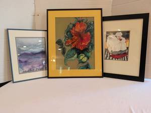 lot 1214 image: Framed Art largest is 20x16, Lot of 3