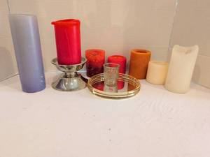 lot 1223 image: Candle Lot pillars holders etc