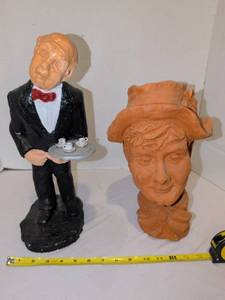 lot 1266 image: Two Ceramic Figurine Busts Waiter Server and Classical Head
