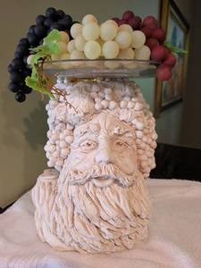 lot 1271 image: Bacchaus Carved Head Bust Fruit Bowl with Glass Rim from Babs Mellor 15x9