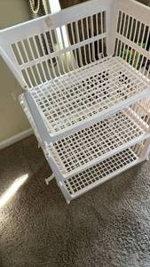 lot 1336 image: White Plastic Storage Baskets 3-Tier Stackable Organizer