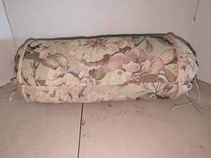 lot 1351 image: Decorative Bolster Pillow with Floral Patterned Tapestry Cover