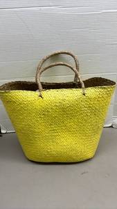 lot 1453 image: Woven Basket Tote with Handles Yellow