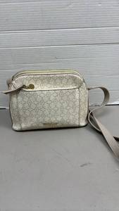 lot 1455 image: Nanette Lepore Monogram Canvas Crossbody Bag Cream