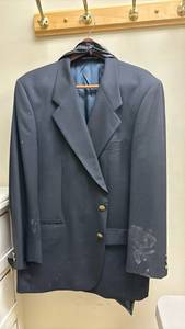 lot 1464 image: Navy Blazer with Two-Button Front and Notch Lapel - Needs cleaned