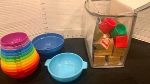 lot 1620 image: Baby Toy Lot Stacking Bowls and Wooden Blocks