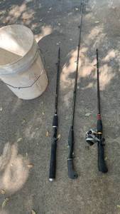 lot 3050 image: Fishing Rod and Reel  and bucket