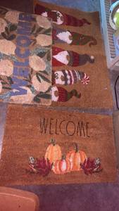 lot 3055 image: Welcome Doormat with and Holiday outdoor mats 37x24 and smaller