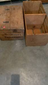 lot 3057 image: Wooden Crate with Dividers, 12x26x12 and wooden Sun-kissed box 10x18x14