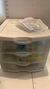 lot 3101 image: 3 drawer plastic bin with co tents 9x11x12