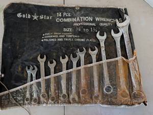 lot 3211 image: Gold Star 14 Pcs Combination Wrenches 18 to 1 14 Professional Quality