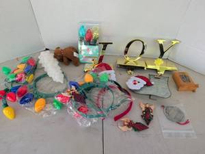 lot 3215 image: Christmas Decorations Lot Light Strings Stockings Ornaments Novelty Items