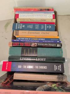 lot 3309 image: Lot of Books Including Fondue by Rick Rodgers, Holy Bible, The Furniture Doctor
