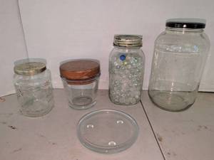 lot 3335 image: Glass Jar Lot Mason Atlas Collection with Marbles