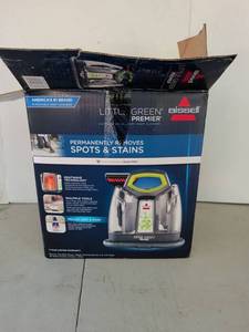 lot 3349 image: Bissell Little Green Premier Portable Deep Cleaner. Appears complete. Most accessories are still in original bags.