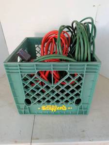 lot 3410 image: Steffens Milk crate with extension cords and timer