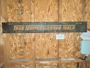 lot 3600 image: True Temper Garden Tools Metal Display hooks 6x48. Bring tools to remove from wall