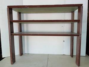 lot 3623 image: 3-Shelf wood rack with Dark Brown Frame 25x30x11