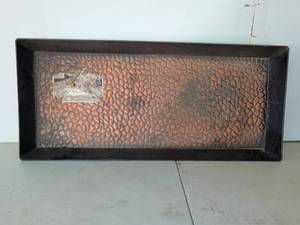 lot 3624 image: Rectangular Tray with Textured Copper Insert Black Frame 2x30x13