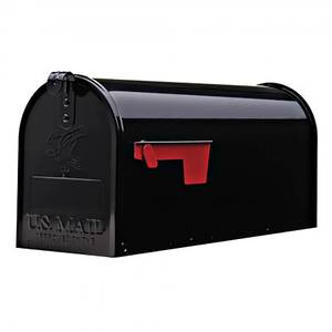 lot 525 image: Architectural Mailboxes Elite Classic Galvanized Steel Post Mount Black Mailbox