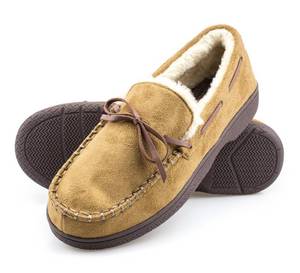 lot 544 image: ArcticShield Mens Memory Foam IndoorOutdoor Durable Comfortable Slip on Moccasin Slippers. Size 9