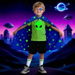 lot 550 image: Halloween Costumes for Kids, Glow in the Dark Alien Costume, Halloween Cosplay Party Costumes for Boys Size 78