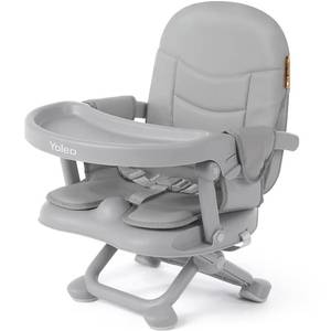 lot 708 image: YOLEO Baby High Chair Booster Seat for Dining Table, Foldable High Chairs with Adjustable Heights, Travel Booster Seat with Removable Tray