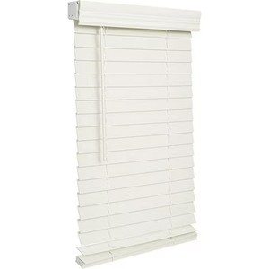 lot 1003 image: Lotus & Windoware Cordless 2 Faux Wood Room Darkening Horizontal Blind, 34.5 W x 60 L, Soft White, Smooth