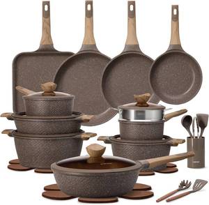 lot 1004 image: $290 CAROTE 31pcs Nonstick Pots and Pans Set, Cookware Sets with Square Pan