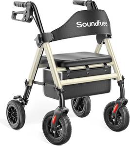 lot 1005 image: $156 soundfuse Foldable Rollator Walkers for Seniors with Seat, 8 PU Wheels