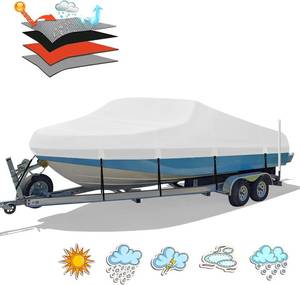 lot 1008 image: Waterproof 17-19FT Boat Cover, 1200D Heavy Duty Trailerable Cover