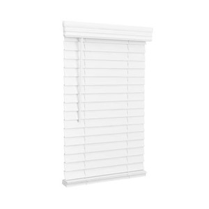 lot 1024 image: Lotus & Windoware Cordless 2 Faux Wood Room Darkening Horizontal Blind, 34 W x 64 L, Bright White, Embossed