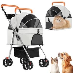 lot 1043 image: 3 in 1 Pet Stroller for Dogs Cats Foldable Jogger with Detachable Carrier
