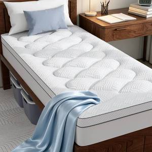 lot 1069 image: 3 Inch Extra Thick Twin XL Size Mattress Topper, Cloud-Like Pillow Top Mattress Pad with Bamboo Viscose & Memory Foam Filling, 18 Deep Pocket Bed Topper, College Dorm Room Essentials, White