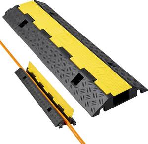 lot 2251 image: VEVOR Cable Protector Ramp, 1 Channel Heavy Duty 39.37 Rubber Cord Hose Wire Cover, 2.76W x 1.97H Channel Size, Traffic Speed Bump with Flip-Open Top Cover, for Indoor Outdoor Use