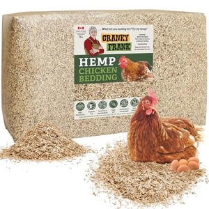 lot 2264 image: Cranky Frank Hemp Chicken Bedding 115 Usable Liters, 30 LB - All Natural, Dust-Free, Odor-Controlled Coop Bedding for Chickens and Pets - Super Absorb